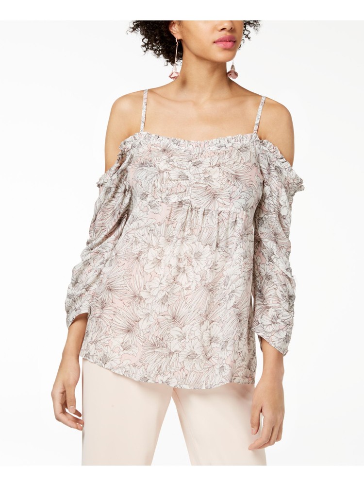 WILLIAM RAST Womens Ivory Floral Spaghetti Strap Top XS