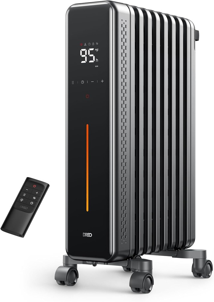Dreo Radiator Heater, 1500W Portable Space Oil Filled with Large, Gray