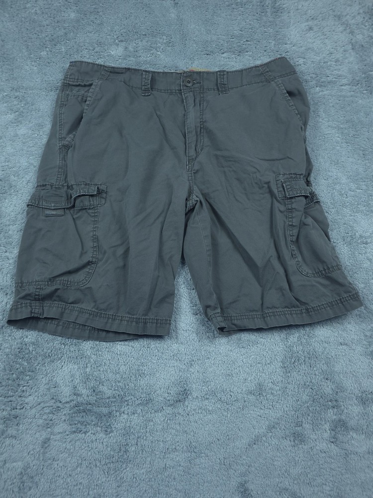 Unionbay Cargo Shorts Mens 36 Gray Cotton Utility Pockets Outdoor Classic Style