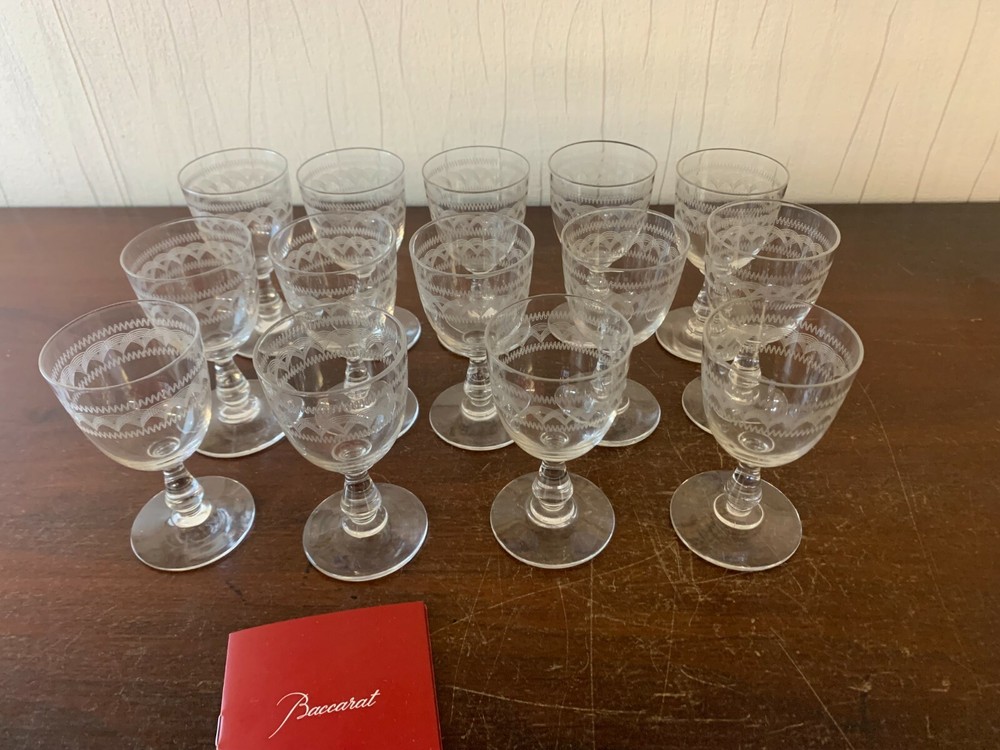 13 White Wine Glasses Engraved In Baccarat Crystal (Price Per Unit)