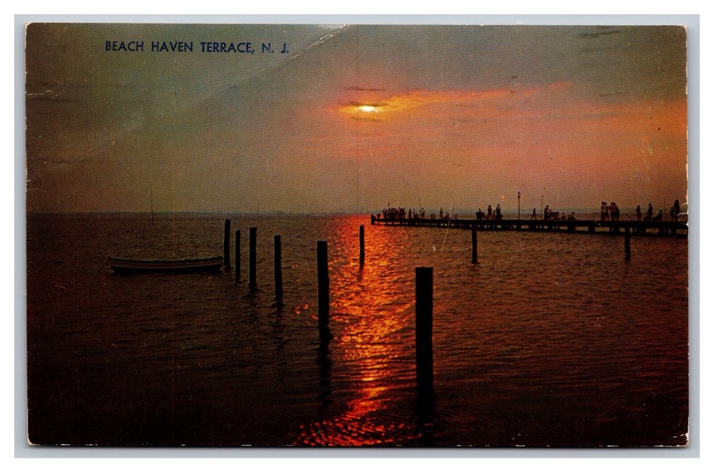 Beach Haven, NJ New Jersey, Sunset Little Egg Harbor Chrome Postcard Posted 1956