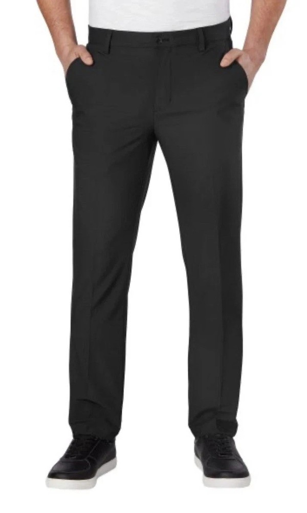 Men's Greg Norman Textured Stretch Performance Pants 34x34 Black Item#1907339