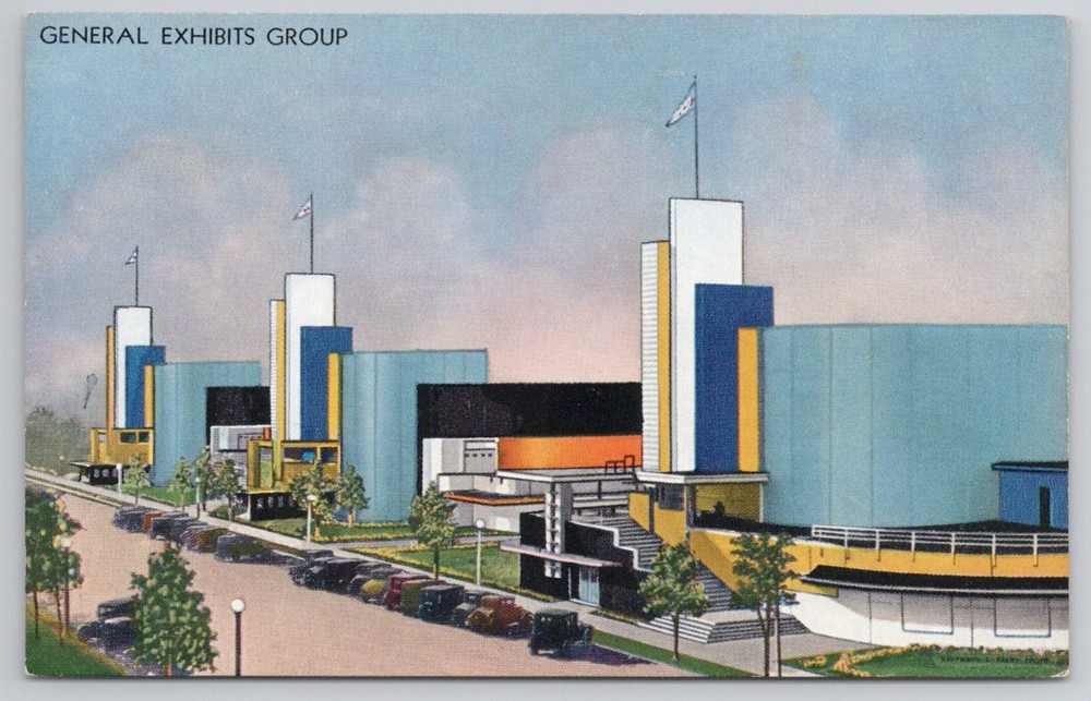 1933 Chicago World's Fair General Exhibits Group Postcard Art Deco