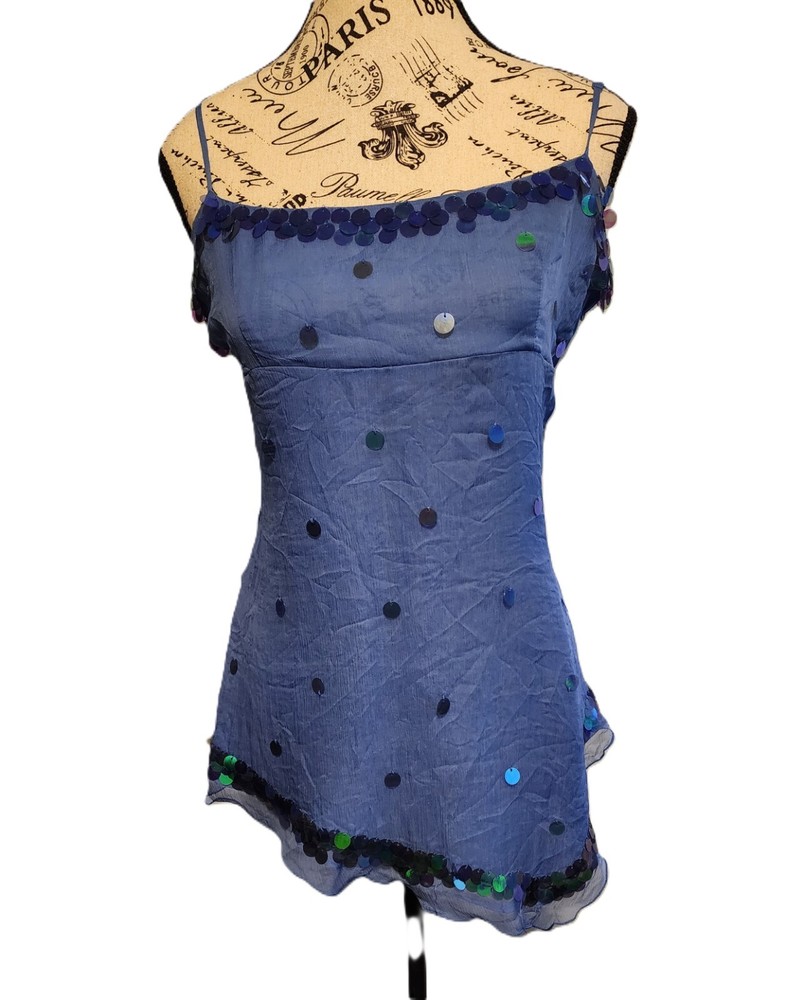 RICHARD MALCOM blue silk tank top blouse- size L