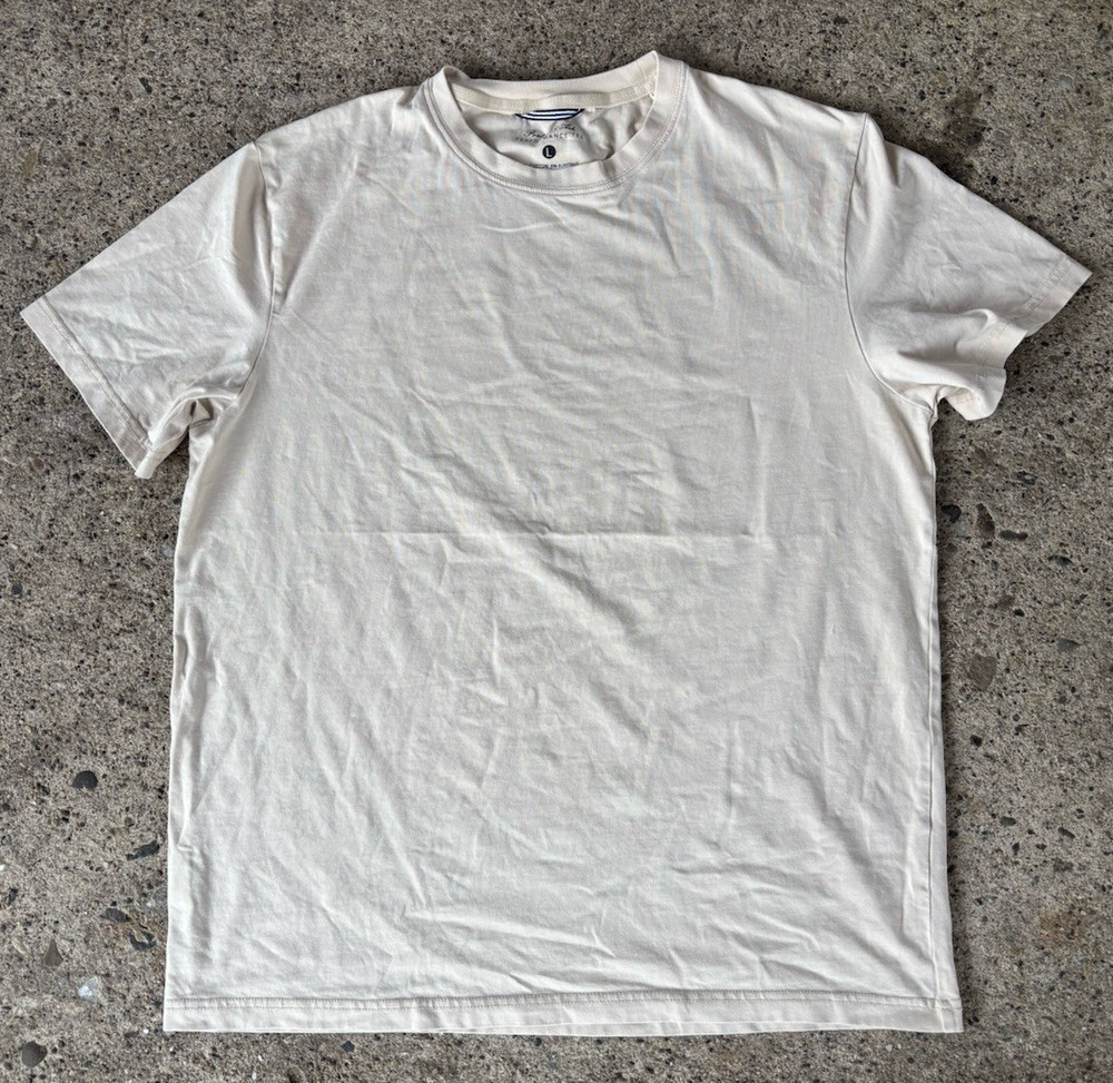 Porter & Ash Performance Tee Men's L Beige Cotton Blend Crew Neck T-Shirt