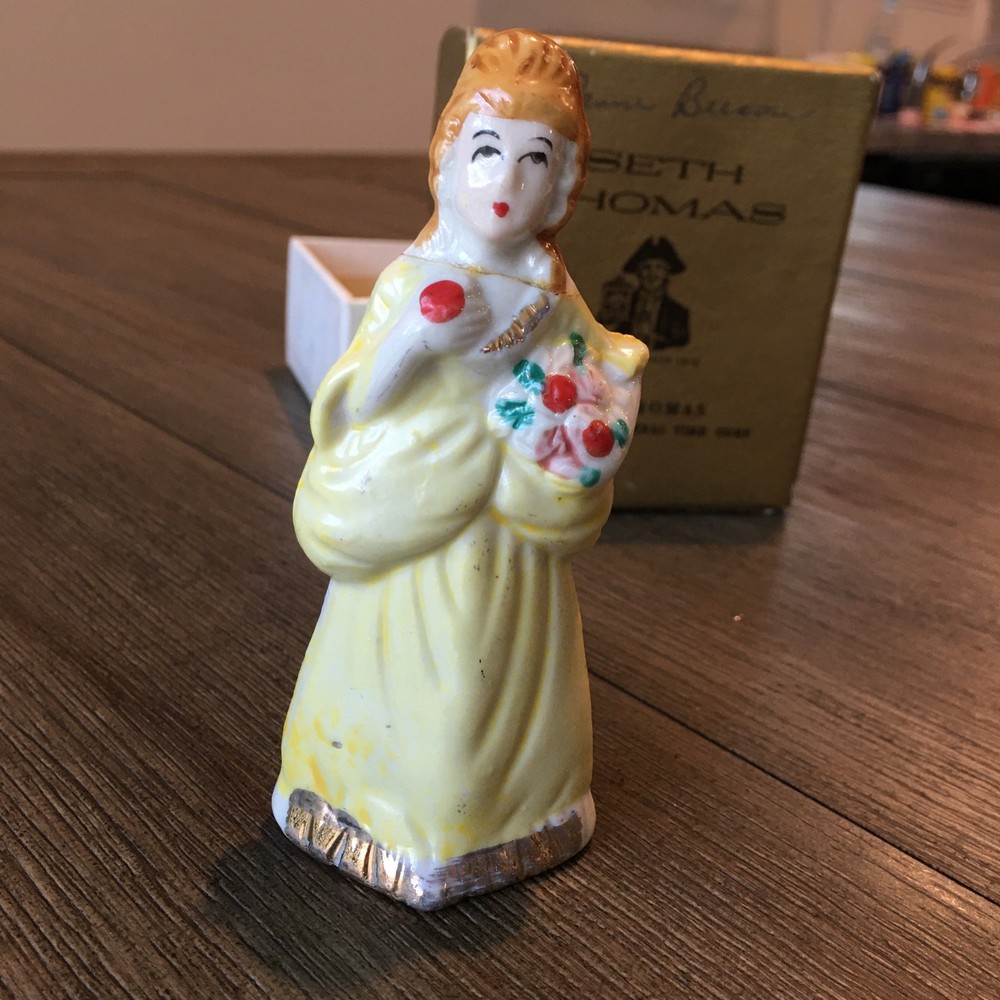 vintage victorian lady figurine porcelain Made In Japan 4x2”