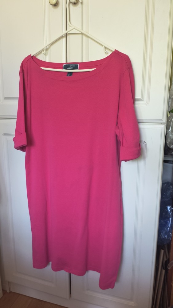 Karen Scott Women’s Sport Shift Dress Size XL Pink short sleeve (K2