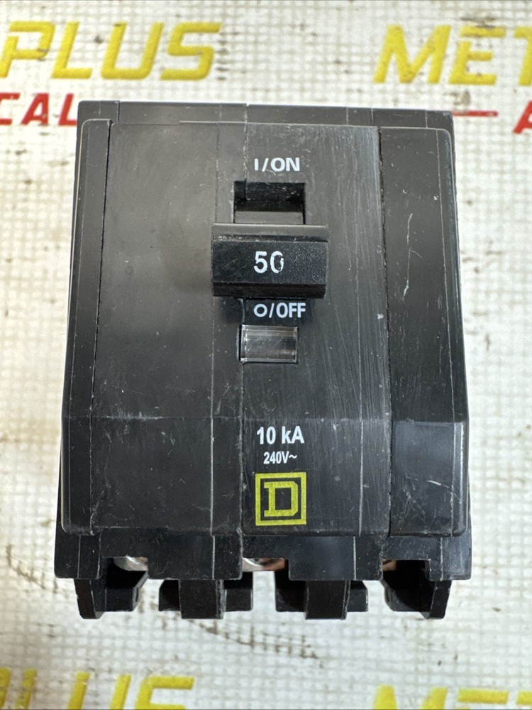 Square D QO250 50 Amp 2-Pole Circuit Breaker 240V 10kA QO Series Tested Used.