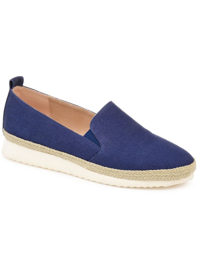 JOURNEE COLLECTION Womens Navy Twin Back Leela Wedge Slip On Shoes 6.5