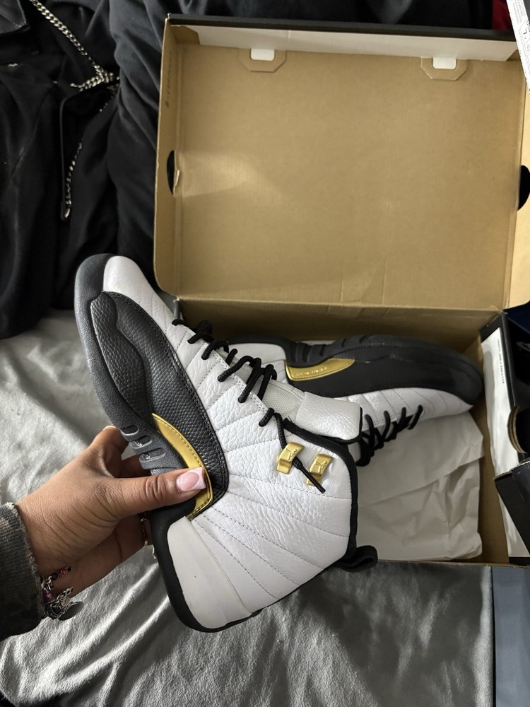Jordan Air Jordan 12 OG Taxi White Black Gold High Top Men's Sneaker