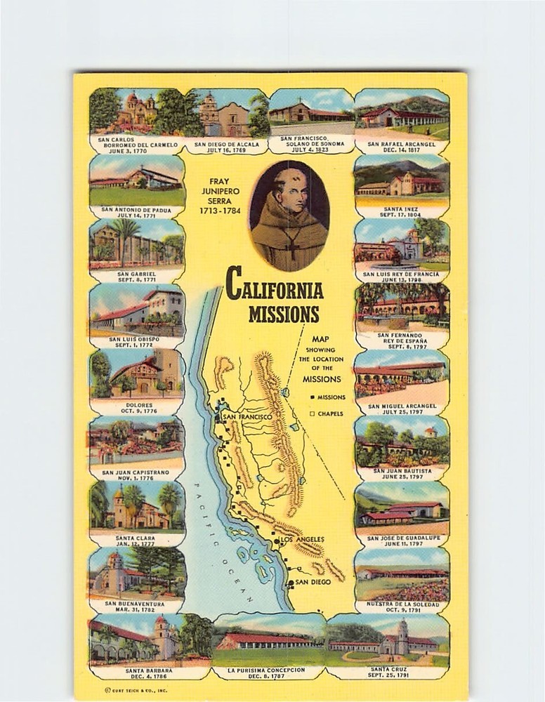 Postcard California Missions USA North America