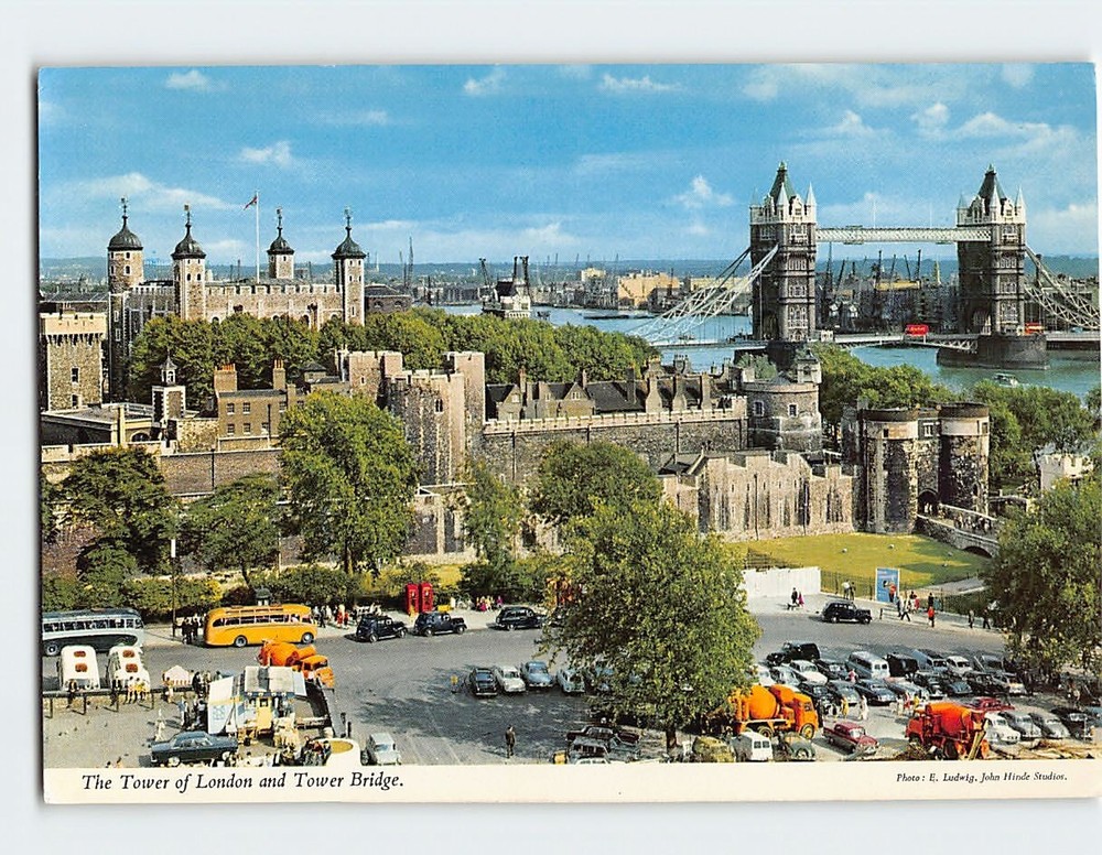 Postcard Tower of London and Tower Bridge London England