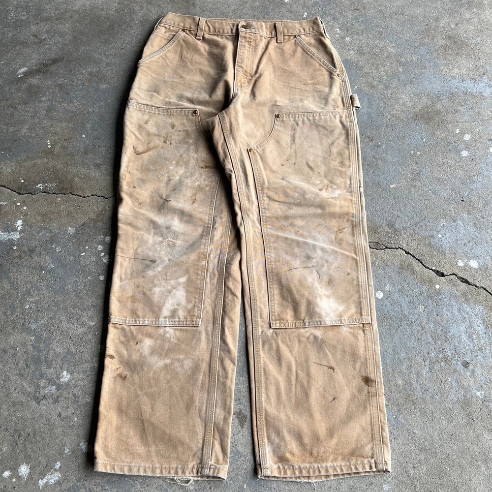 Vintage carhartt brown faded double knee work wear carpenter pants