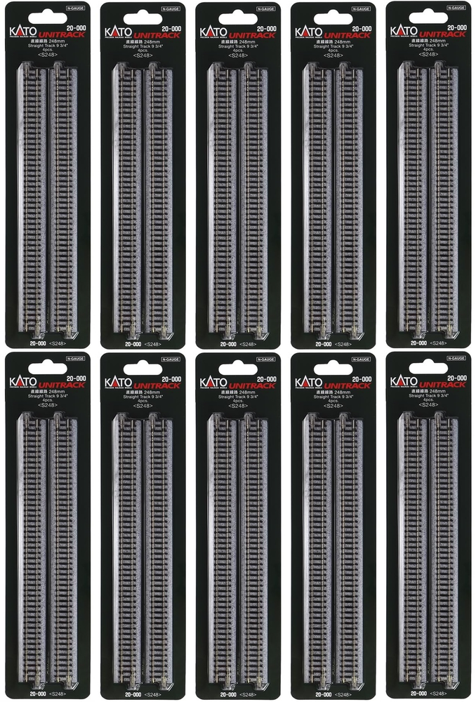 【lot of 10】KATO 20-000 N-Scale Unitrack 248mm 9 3/4 Straight Track 4pcs rails