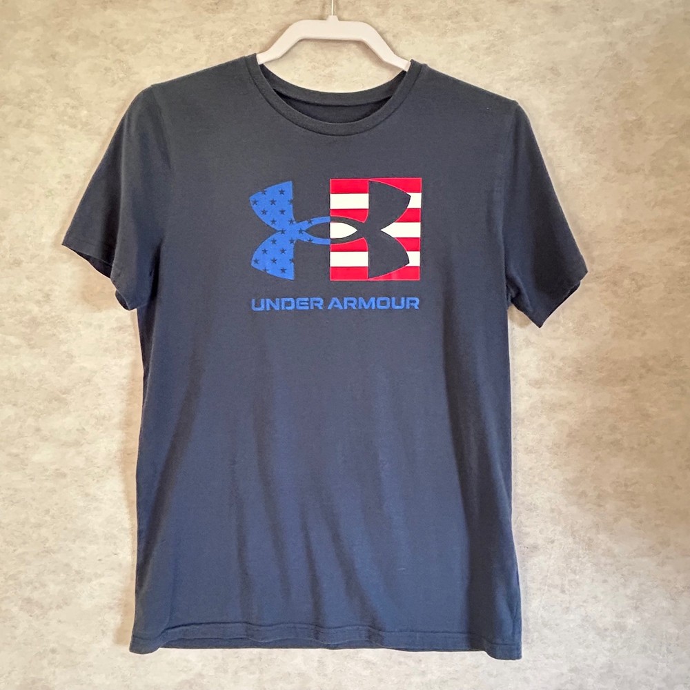 Under Armour Kids Freedom Flag Logo Navy Blue Graphic T-Shirt Youth XL YXL