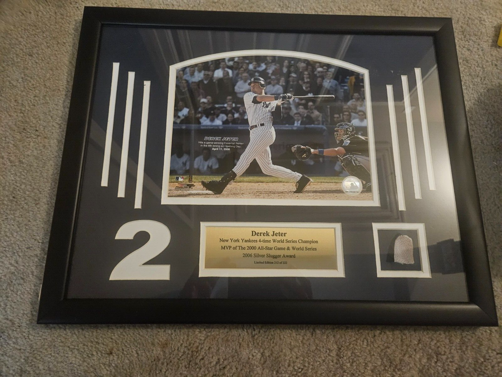 Derek Jeter New York Yankees Piece Of Batting Glove Framed Baseball MLB