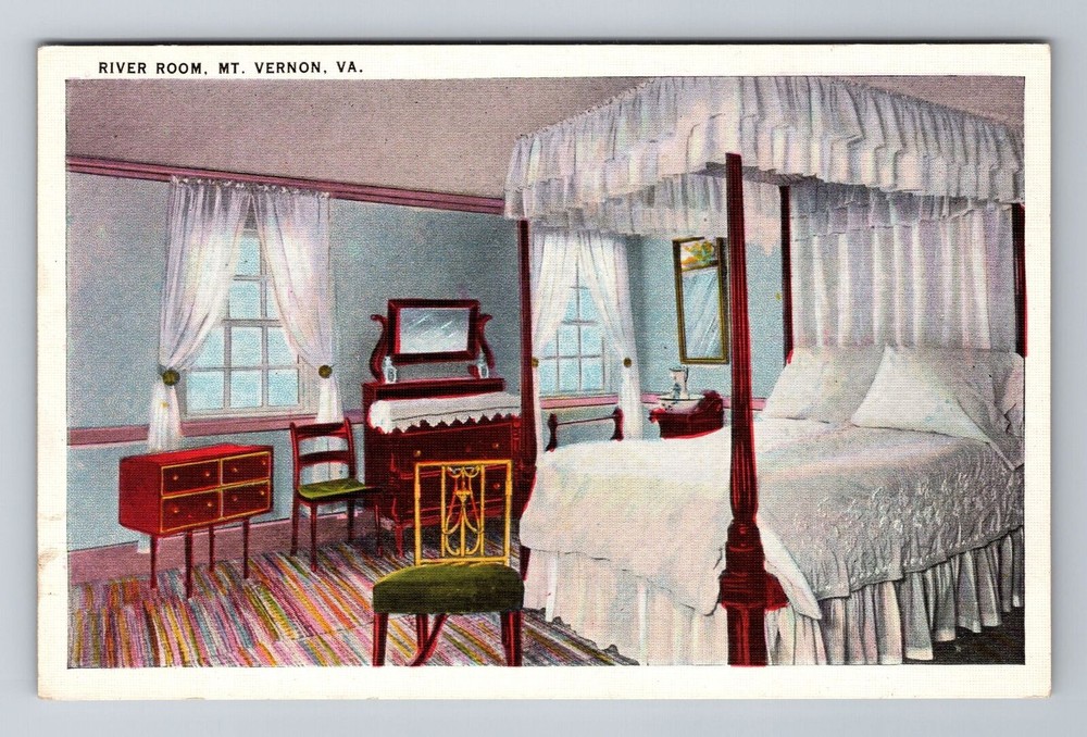 Mt Vernon VA-Virginia, River Room, Antique Vintage Souvenir Postcard