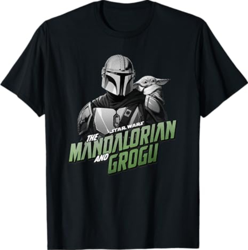 Star Wars The Mandalorian and Grogu Helmet Shoulder Pose T-Shirt