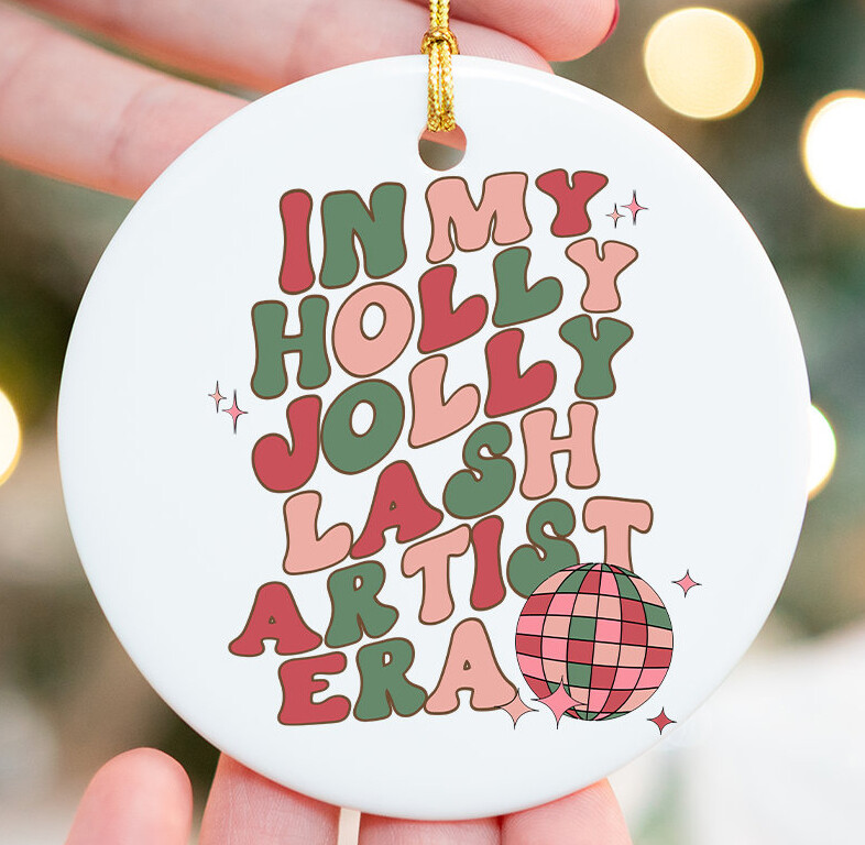 Gift for Lash Artist Technician Gift Holly Jolly Era Christmas Tree Ornament