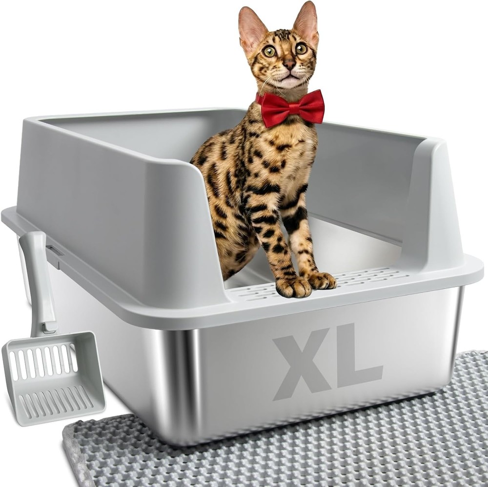 Stainless Steel Litter Box Extra Large Litter Boxes Big Cats XL Metal Cat Litter