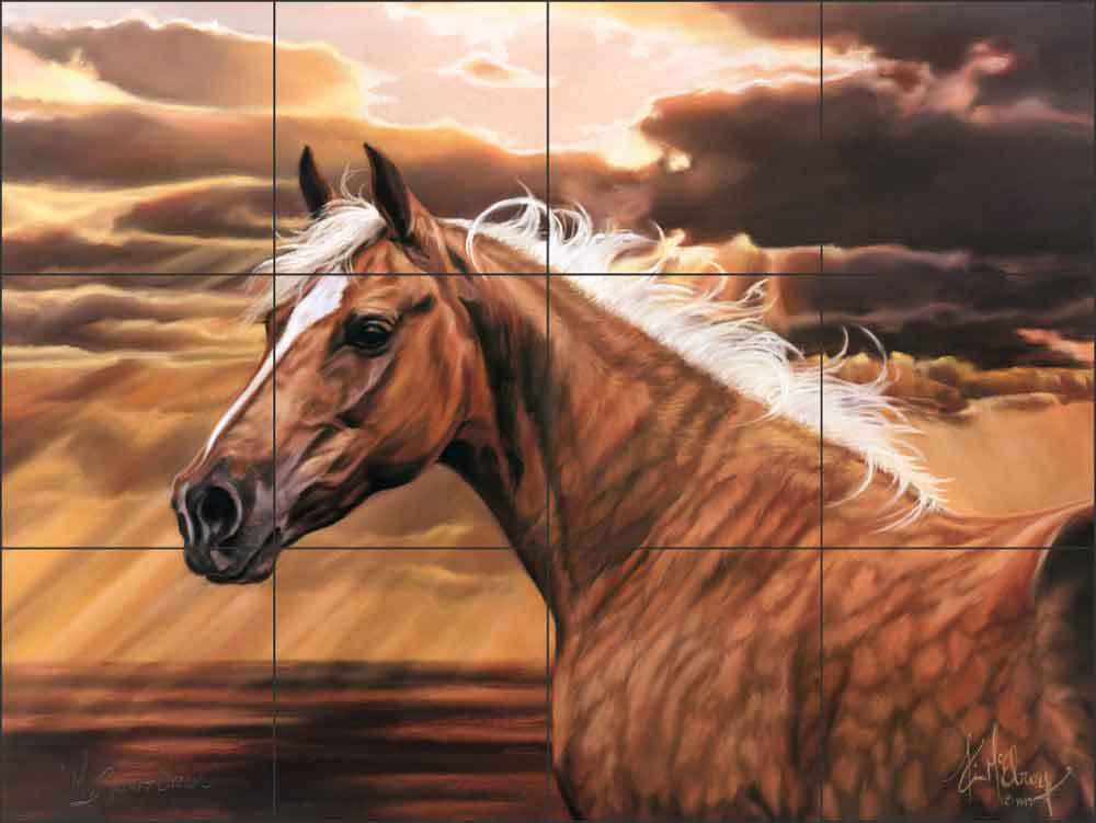 Ceramic Tile Mural Kitchen Backsplash McElroy Horse Equine Art KMA011
