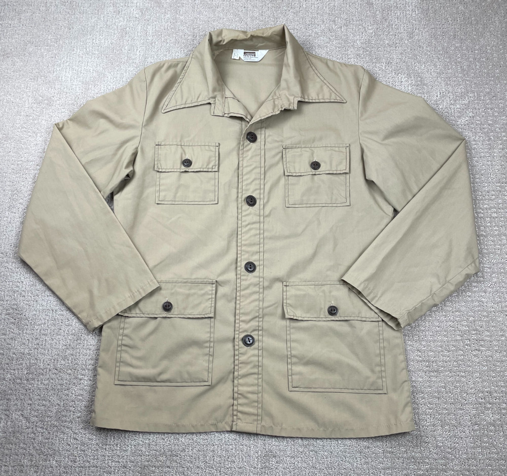Vintage Montgomery Ward Jacket Mens L Beige Chore Barn Utility Leisure 70s 80s