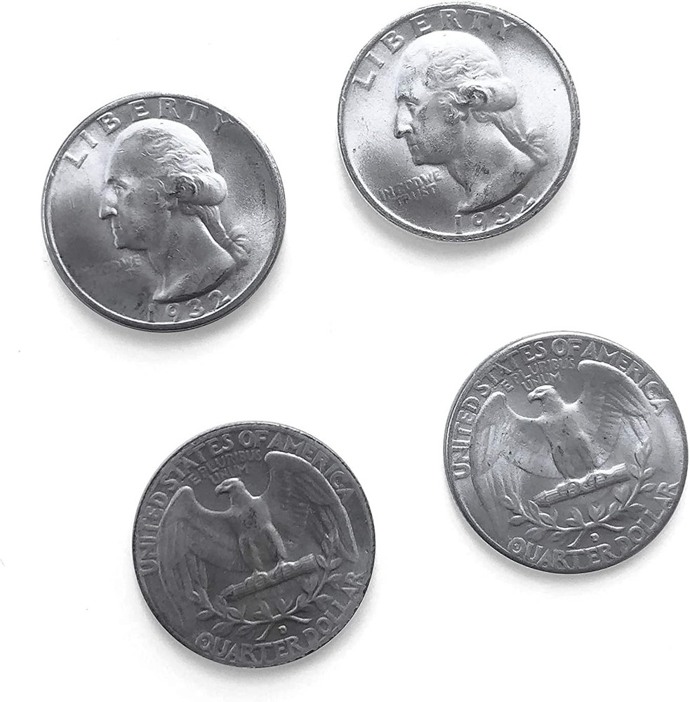 Canailles 2-Pack Double-Sided Quarters Featuring 1 Heads Coin and 1 Tails Coin for Collectors and Magic Tricks