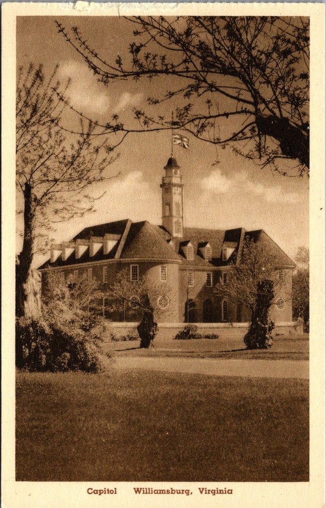 Colonial Williamsburg Capitol Virginia Albertype Sepia Postcard