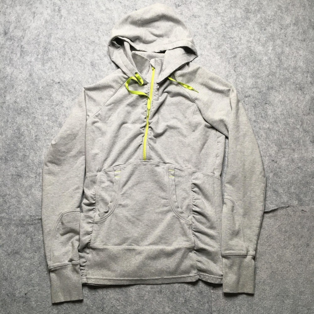 Athleta Hoodie Womens MT Gray Tall 1/4 Zip Pullover Kangaroo Pocket Thumbholes