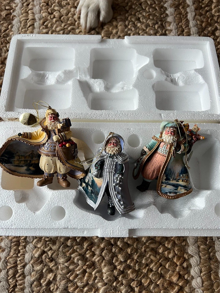Thomas Kinkade Old World Santa Ornaments Set #2