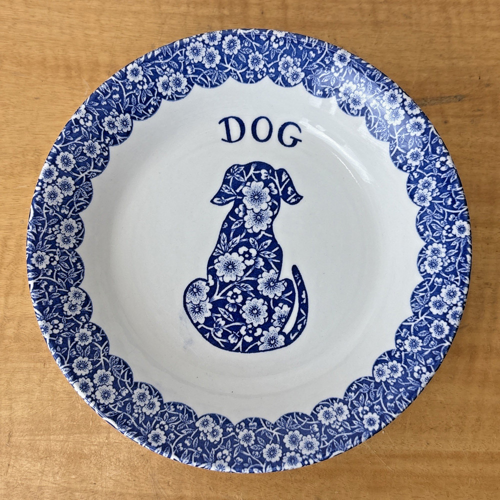 Royal Crownford Staffordshire Blue Calico Dog Pet Bowl 7-5/8