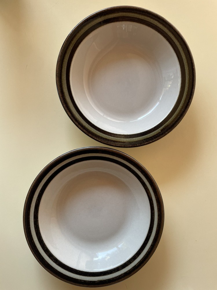 Arabia of Finland Set of 2 Rimmed Cereal Soup Bowls Karelia Hand Painted 6 5/8