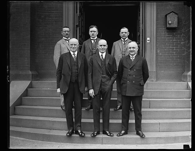 Photo:1910s Men Group Portrait Steps Building Exterior