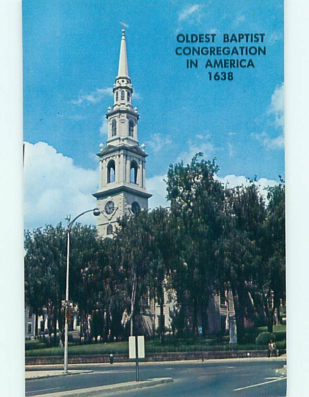 Unused Pre-1980 BAPTIST CHURCH Providence Rhode Island RI v5599