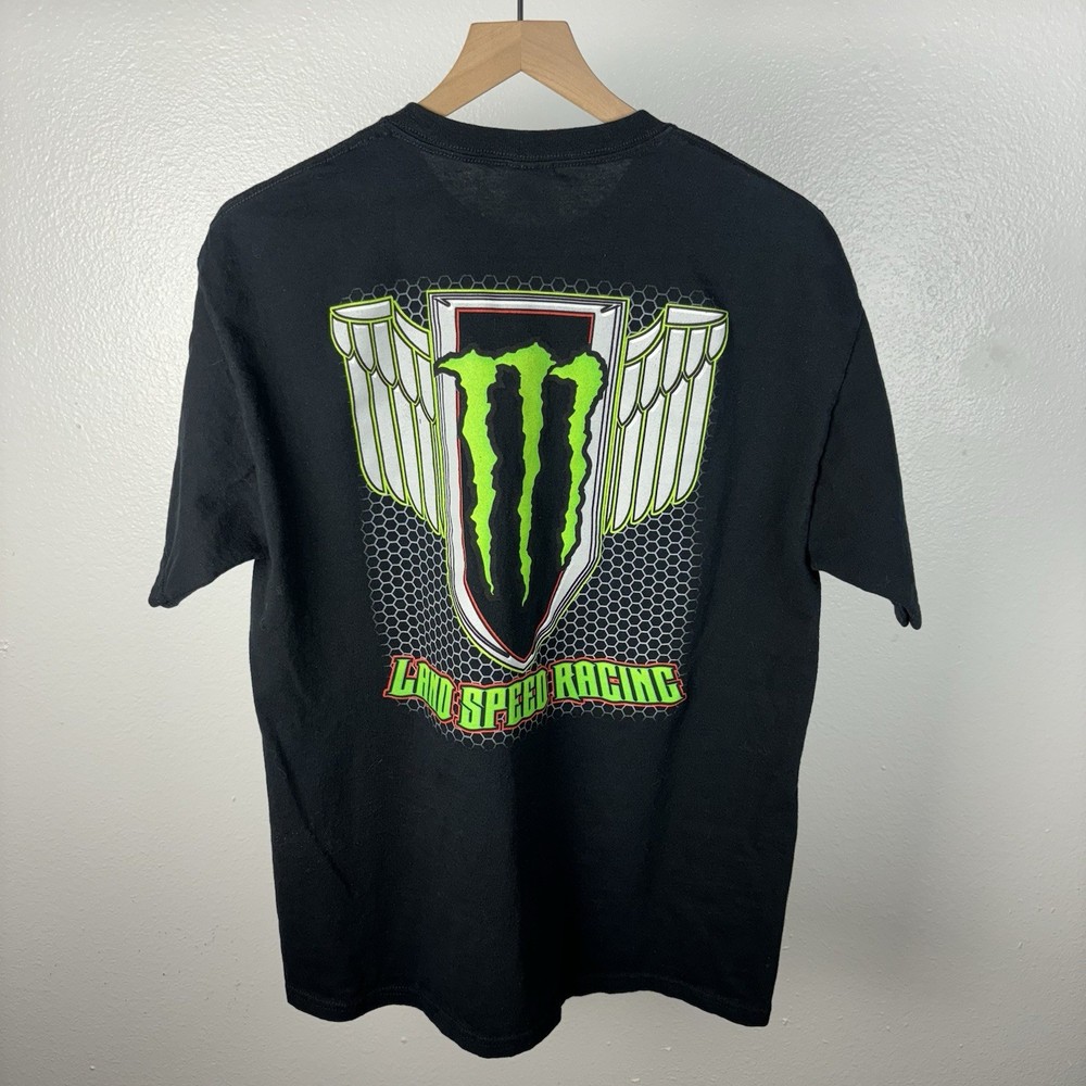 Y2K Monster Energy Bonneville Land Speed Racing Wings Grunge T Shirt Size Large