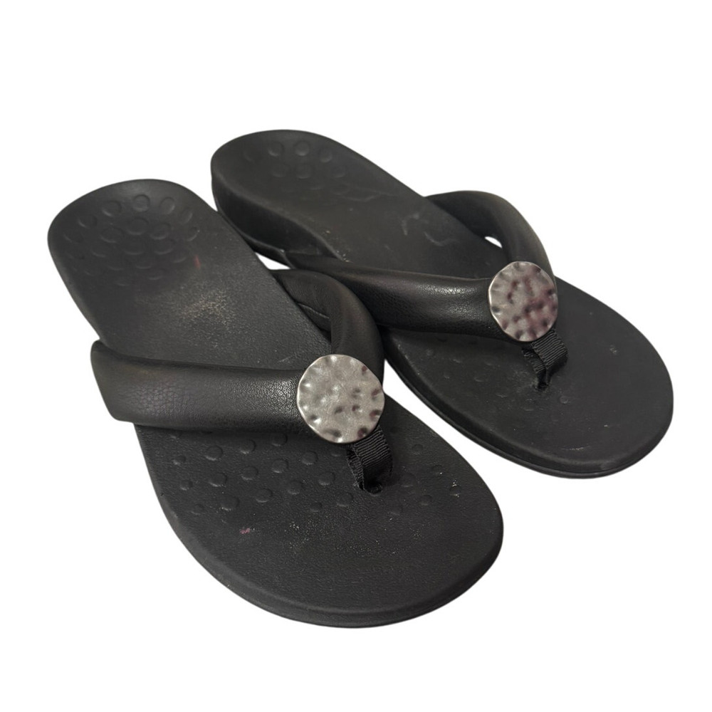 Vionic Womens Lida Black Silp Slide Flip Flop Sandal Black Size 9 Thong