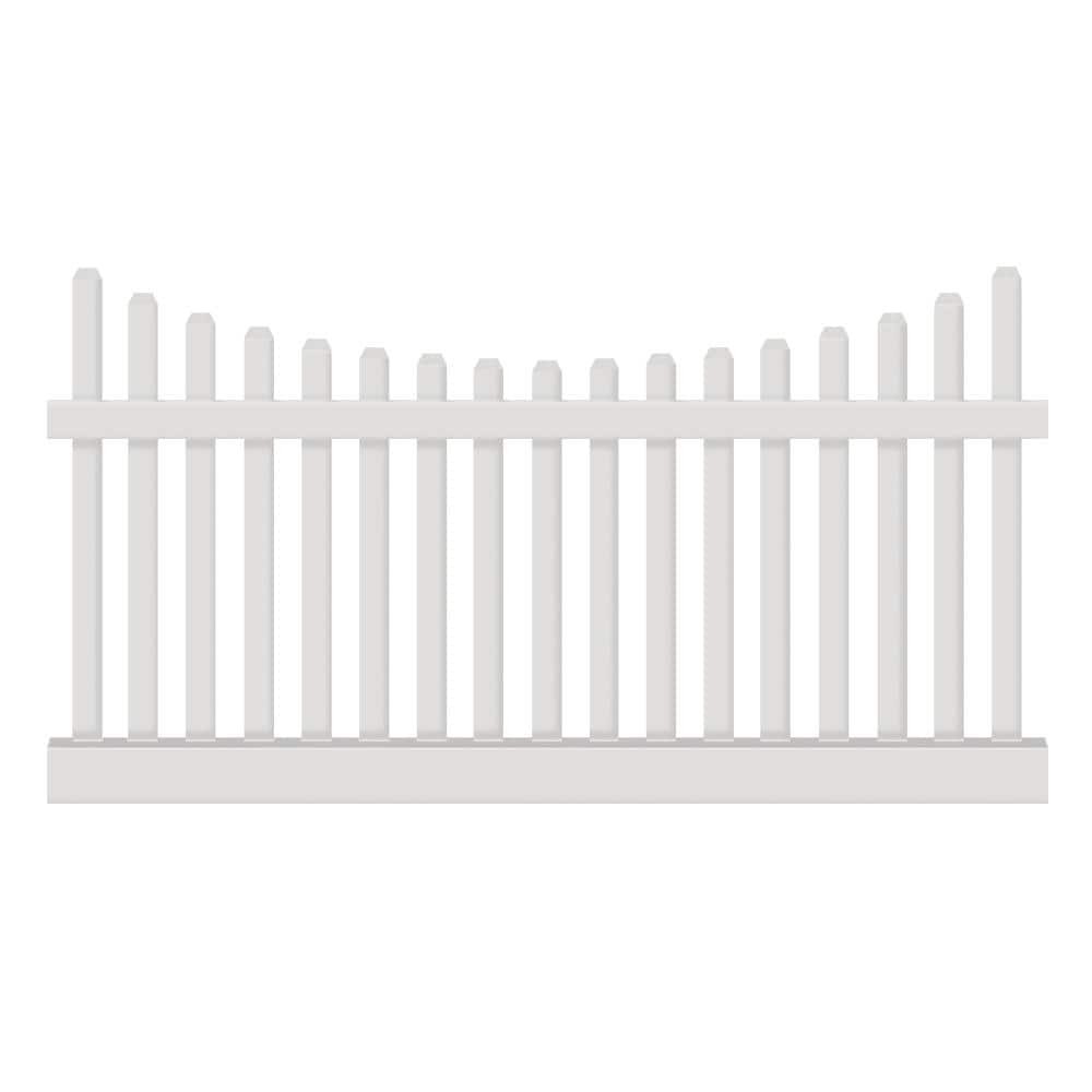 3 Ft H x 8 Ft W White Vinyl Picket Fence Panel Kit - Hampshire
