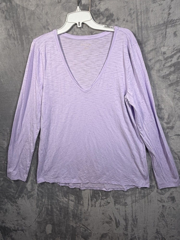 Lilly Pulitzer Size  L Purple Lavender All Pima Cotton Womens V Neck Pullovr Top