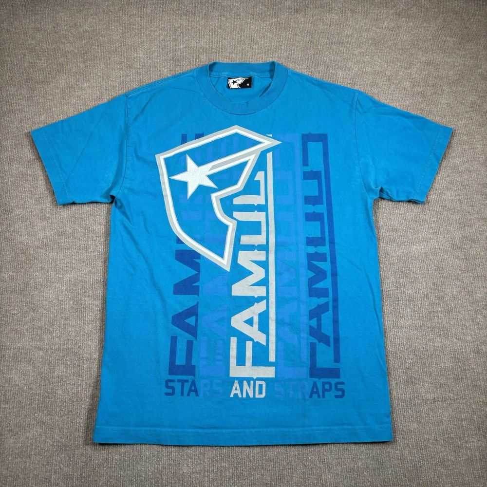 Vintage Y2K Famous Stars And Straps T Shirt Mens M Blue Graphic Family Skate