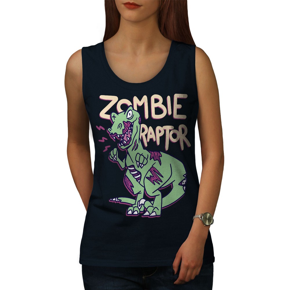 Wellcoda Zombie Raptor Cartoon Funny Undead Womens Tank Top