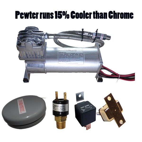 Pewter 150psi Airbagit DC100 Air Compressor Air Horn Airbag Suspension