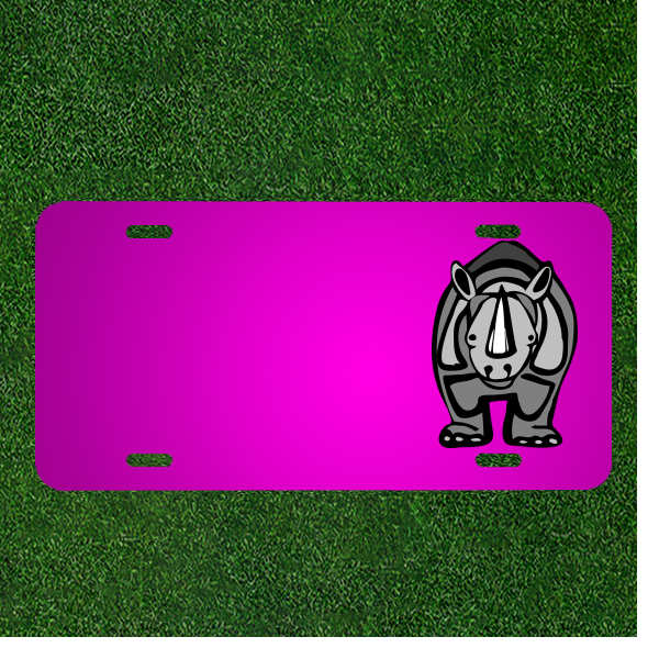 Custom Rhinoceros Gray Horn Car License Plate with Personalized Name