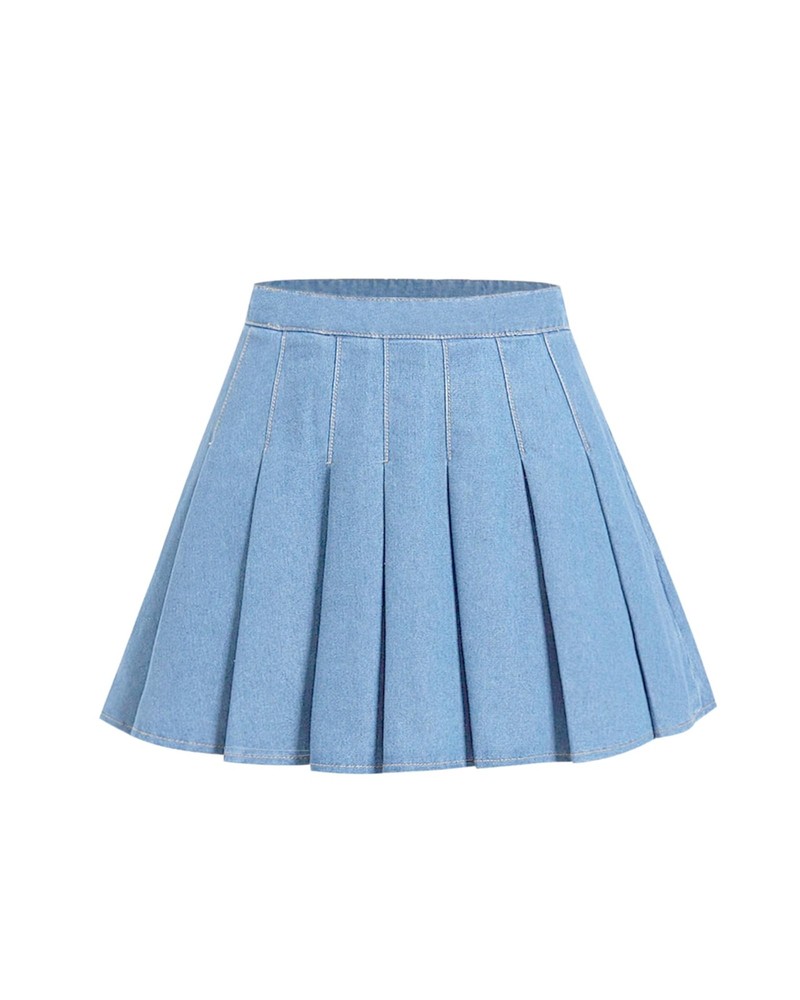 Womens Girl High Waisted Pleated Tennis Skirt School A-Line Skater Skirts wit...