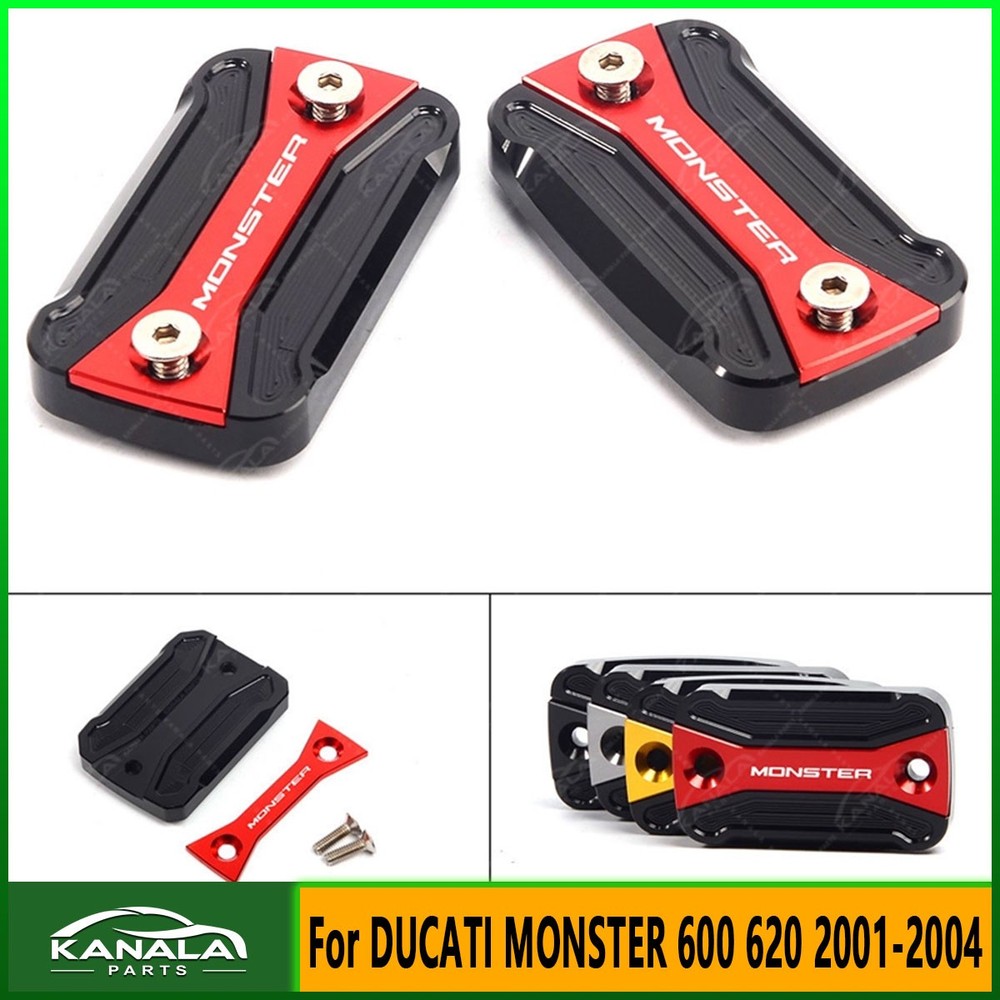 2PCS Front Brake Fluid Reservoir Cover Cap For DUCATI MONSTER 600 620 2001-2004