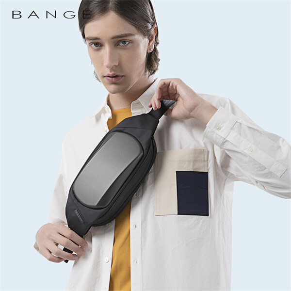 BANGE Fashion Black EVA Crossbody Shoulder Sling Men Waterproof Travel Chest Bag