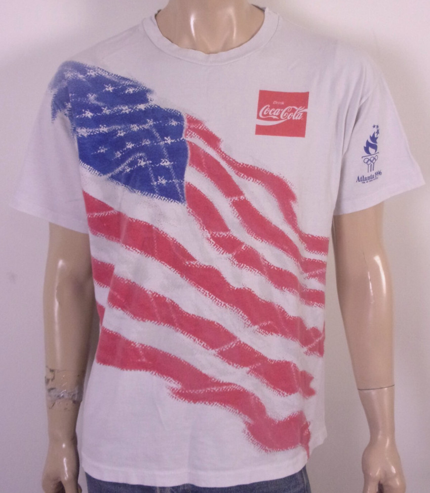 vintage 90s single stitch 1996 Atlanta Olympics T-Shirt Coca Cola AOP USA XL