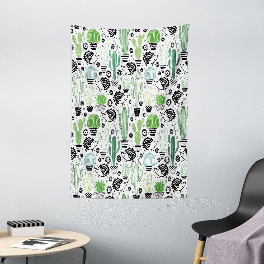 Tapiz de cactus erizo saguaro estampado de dibujos animados decoración colgante de pared