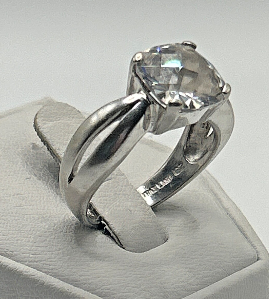 STUNNING .925 Vintage Sterling Silver Estate Ring Size 8 Colorless stone
