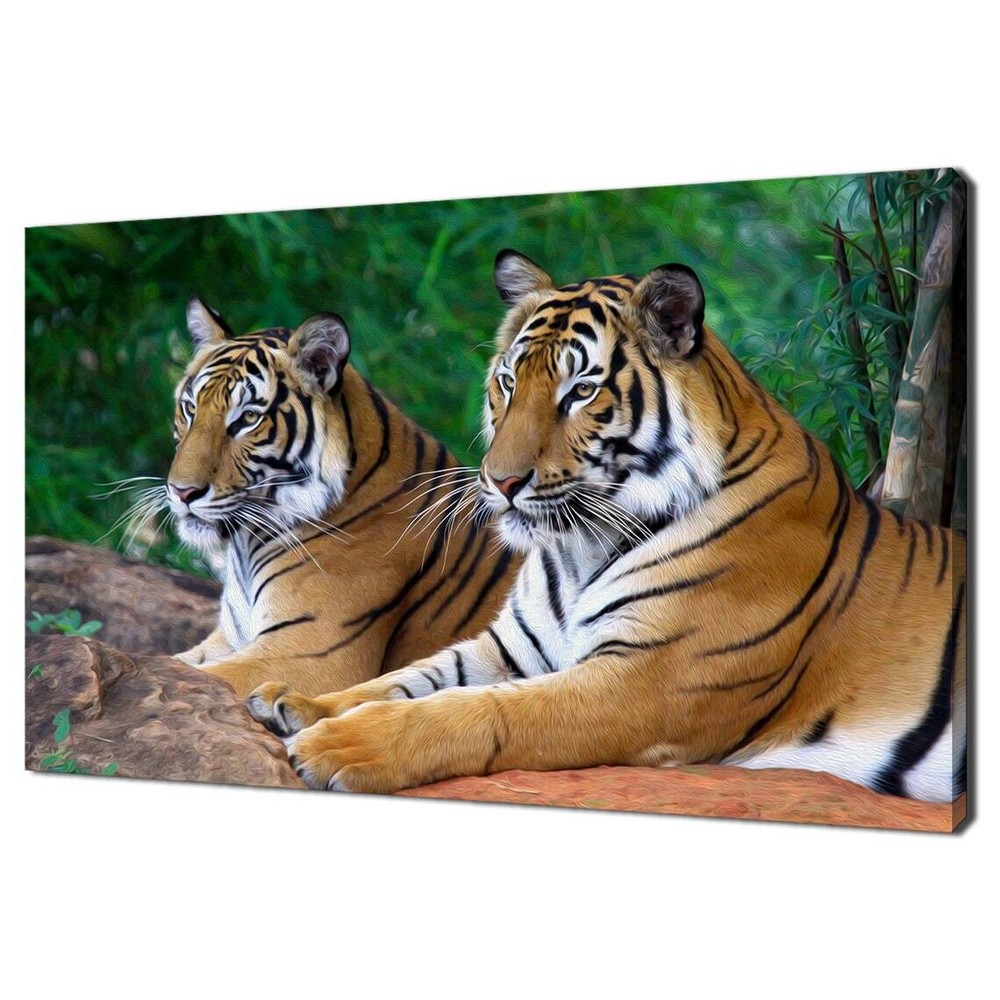 Beautiful Tigers Lying On The Rock Wall Art Canvas Unframed Print Art