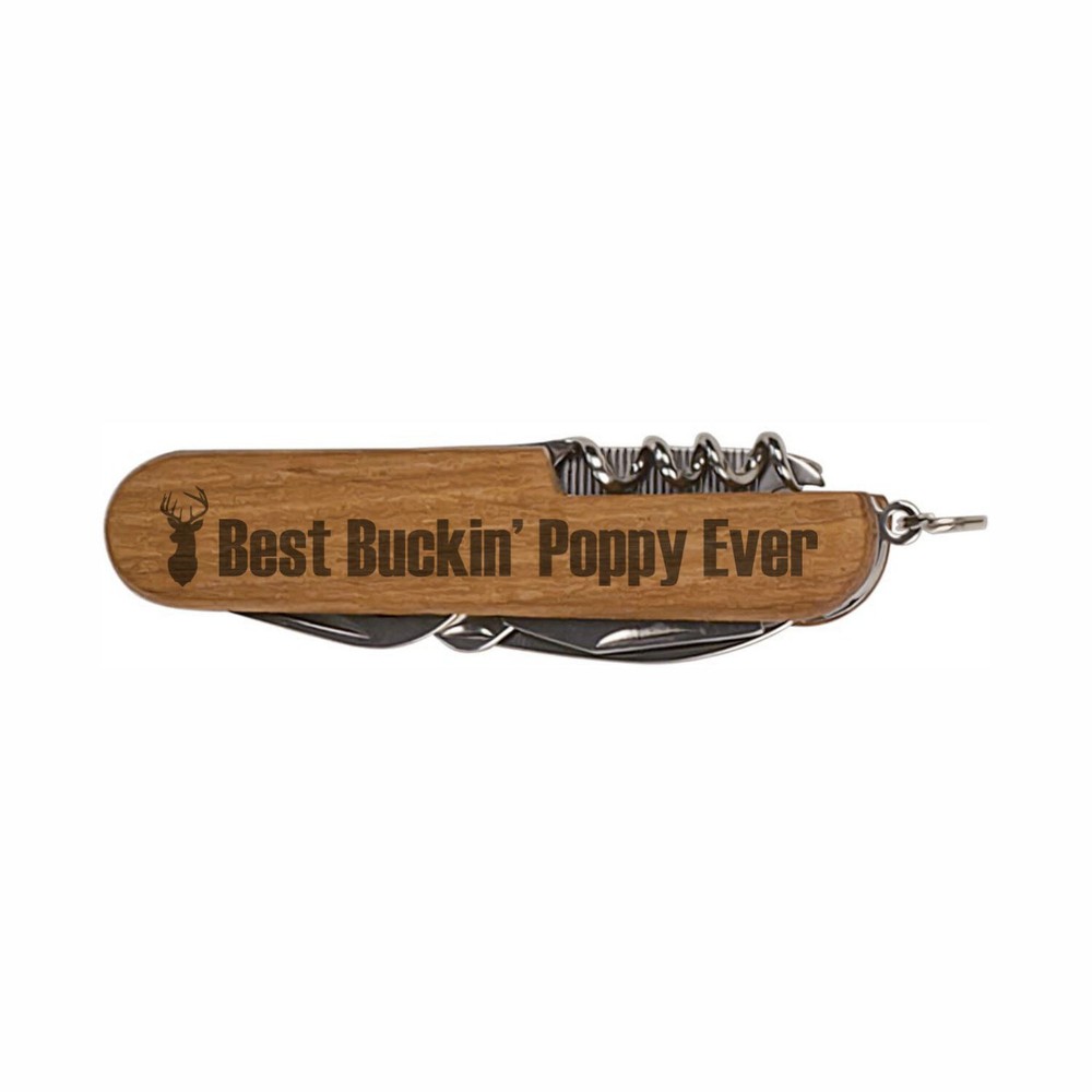 Funny Grandpa Gifts Best Buckin Poppy Ever Wooden 8-Function Multi-Tool